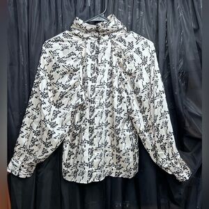 Zara XS Black & White Patterned Statement Blouse